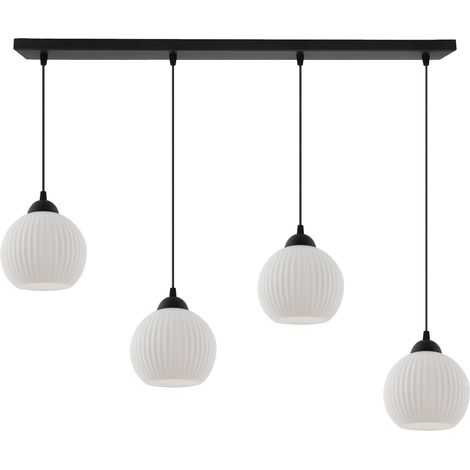 LAMPADA A SOSPENSIONE RIFFLE NERA 4 PARALUME BIANCO PIATTO SFERA E27 (1/5)