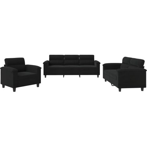 Maison Exclusive - Ensemble de canapés 3 pcs avec coussins noir tissu microfibre