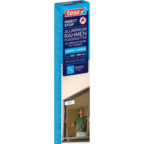 tesa Fliegengitter-Fenster Comfort im Alurahmen 120 x 150 cm anthrazit (1/3)