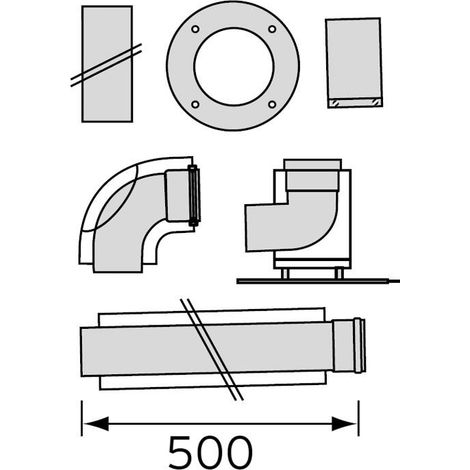 Vaillant Set di raccordo base a condensazione 60/100 PP a condotto fumi DN 80 nel vano, 303920