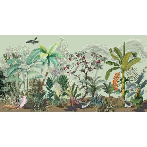 Papier peint panoramique - Jungle Oiseaux - 130 cm x 68 cm (1/2)