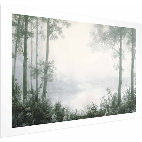 Poster – Ein Wald und ein Teich in patiniertem Grün (1/4)