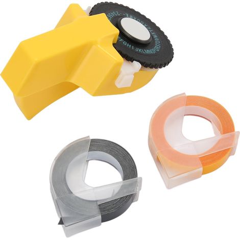Étiqueteuse multifonctionnelle portable jaune en relief (comprend 2 rouleaux de ruban), adaptée à une utilisation à domicile et au bureau. (1/5)