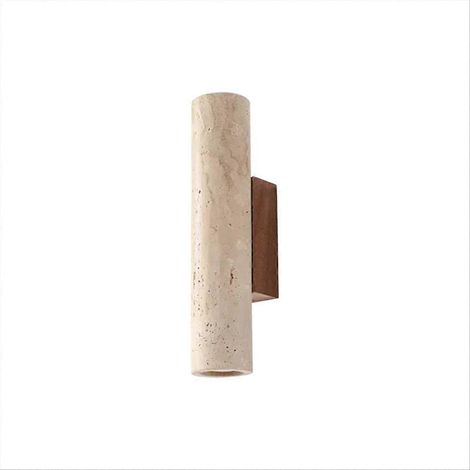Applique murale en pierre de travertin avec ampoule E27 pour chambre, salon ou couloir. (1/5)