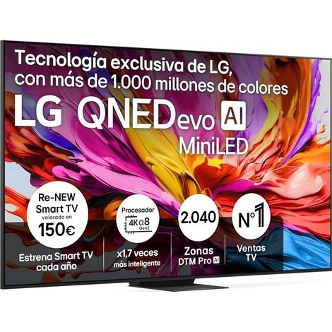 Televisor inteligente LG 100QNED86A6A QNED EVO MiniLED 4K, 100", Serie 86, α8 Gen2 AI, webOS 25, VRR 144 Hz, AMD FreeSync Premiu (1/5)