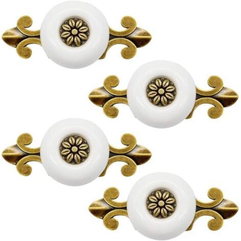 QORVA-4 pièces Poignée en Céramique Poignée de Porte avec vis de 2.5cm, Blanc, Vintage Poignée D'armoire Classique Poignée de Tiroir Pour Cuisine Salon Chambre (1/5)