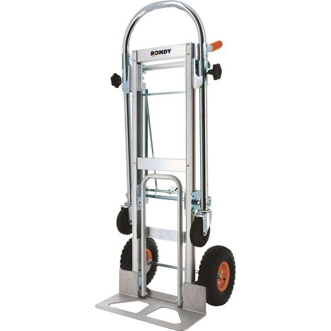 Diable aluminium 3 en 1 - charge maxi 250kg - 2 roues pivotantes - 2 roues gonflables - Plateau 45,5 x 18 cm (1/4)