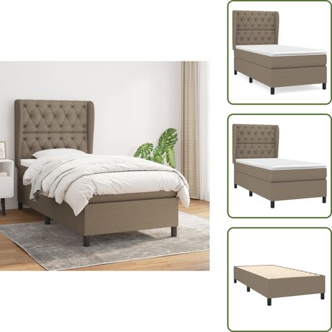 Sommier à lattes de lit avec matelas Taupe 80x200 cm Tissu - Lit Tapissier - Lit Double - Matelas À Ressorts Ensachés - Literie - Chambre À Coucher (1/5)