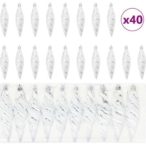 Esfera Espiral de Navidad 40 pcs Plateado Plástico vidaXL