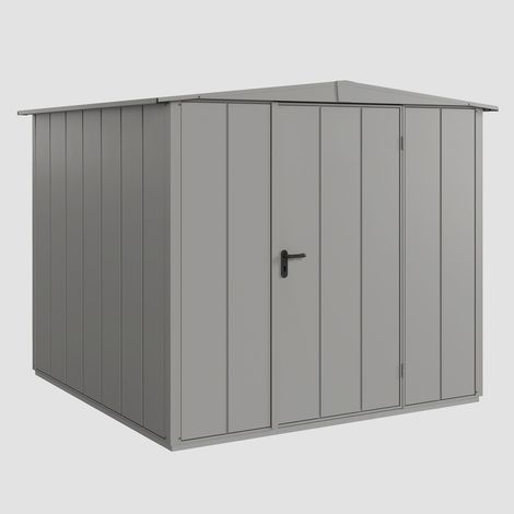 Hörmann Ecostar Metall-Gerätehaus Elegant mit Satteldach Typ 2, 259 x 248 cm, graualuminium, 5,7 m², 1-flüglige Tür