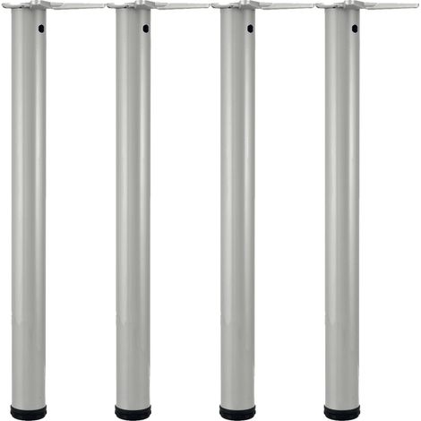 camar Tischfüße verstellbar 690-720mm rund ø 60mm, Metall Tischbeine höhenverstellbar, Stahl silber 4 Stück (1/2)