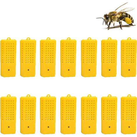 Apiculture Élevage Tasse Kit Ensemble Cage Reine Cages d'Élevage Reine Des Abeilles Convient aux Apiculteurs pour Mieux Utiliser la Reine des Abeilles pour la Reproduction (14 Pièces, Jaune) (1/5)