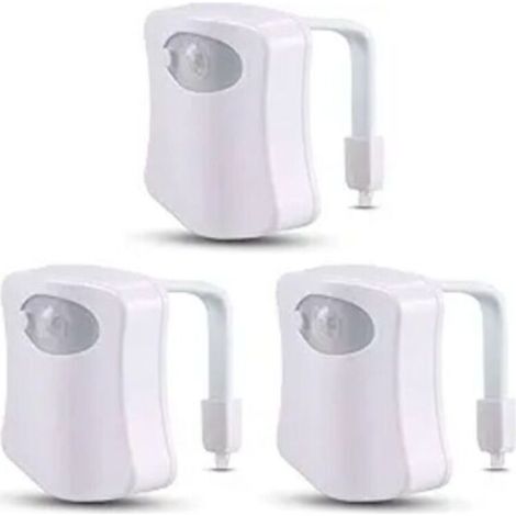 Veilleuse LED multicolore pour toilettes - Lampe de salle de bain activée par le mouvement avec éclairage intelligent de la cuvette (1/5)