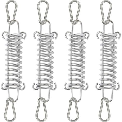 4 Pièces Ressort de Tension avec Double Crochet, Ressort de Traction Tendeur Voile Ombrage avec 8 Pièces Mousqueton pour Bâche, Tente, Grille Métallique, Voile D'Ombrage, Auvent (1/5)