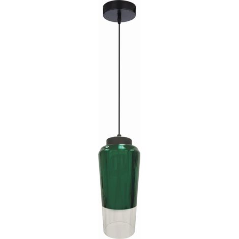 Suspension Candellux Tube verre vert noir Ø13 1xE27 (1/2)