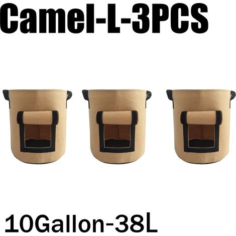 (Camel-L-3PCS) 3 styles de sacs de culture en feutre, tissu non tissé, pour pots de pommes de terre, serres et autres légumes, outils de culture verticaux hydratants (1/4)