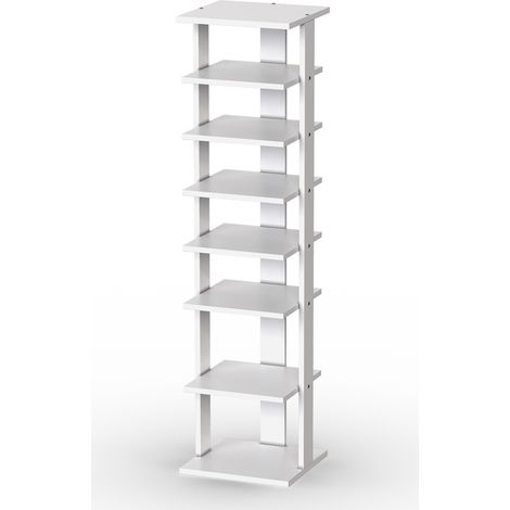 Scarpiera legno salvaspazio 7 livelli ingresso camera da letto scaffale per scarpe casa dispositivo antiribaltamento Bianco (1/4)