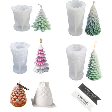 Silikonformen Gießformen Weihnachten, 5 Stück kerzenformen zum gießen mit 20 Etiketten, Kerzen Formen Silikon, Kerzenform, Kerzen Gießen Set für Kerzenherstellung Handwerk Ornamente