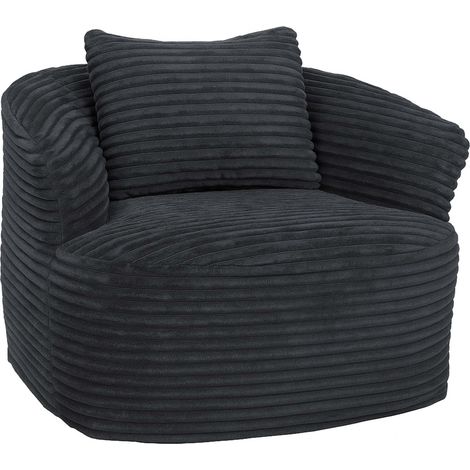 Fauteuil HWC-P18, fauteuil lounge, fauteuil relax, fauteuil rembourré, fauteuil cocktail, tissu/textile velours côtelé ( (1/5)