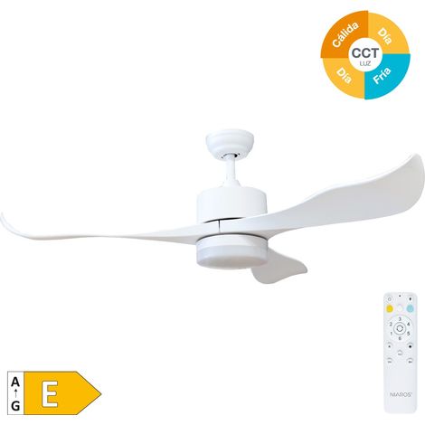 Ventilador techo Kota con luz CCT regulable y mando Ø132 3 aspas DC Blanco (1/5)