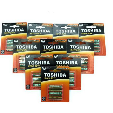 40 Batterie Ministilo Zinco Carbone Toshiba In 10 Confezioni Da 4 Pile AAA 1.5V