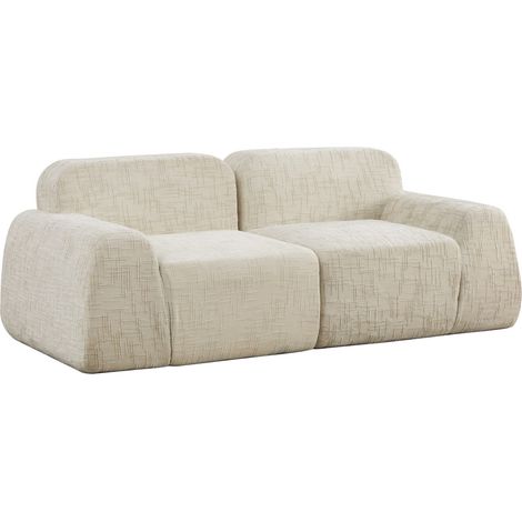 Canapé modulaire en tissu chenille beige, mousse haute résilience 30D, sans montage (1/5)