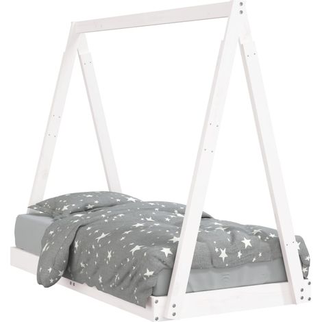 Lit simple Cadre de lit pour enfant blanc 70x140 cm bois de pin massif