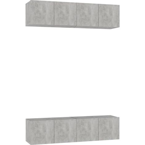 Mobile TV multimediale scaffale per televisione credenza televisione sala da pranzo soggiorno camera da letto 4 pezzi 60 x 30 x 30 cm derivati del legno grigio 020028711