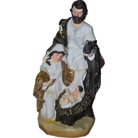 Natività sacra famiglia statua in blocco decorazioni addobbi di natale presepe h25 idea regalo ornamento casa (1/5)