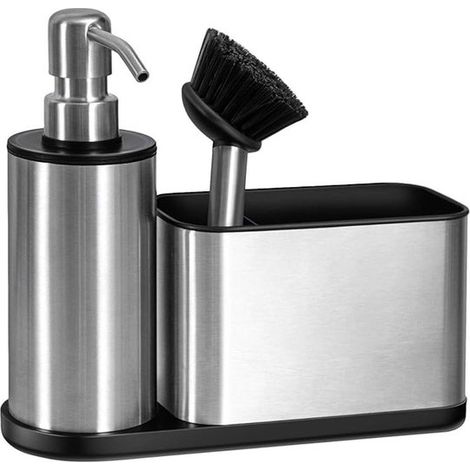 Organizador de encimera 3 en 1 con dispensador de jabón,accesorio de cocina de acero inoxidable con base antideslizante (1/5)