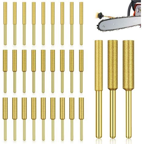 30 Pièces Lime Diamantée, 4.0mm 4.8mm 5.5mm, Accessoire Affûtage Chaîne Tronçonneuse (1/5)
