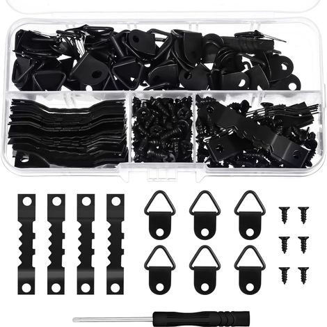 Kit d'accrochage de tableaux 251 : accessoires pour photos, œuvres d'art, miroirs et vis inclus. (1/4)
