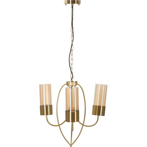 Lampada da Soffitto Darona, Necessarie 3 Lampadine, Materiale Struttura in Vetro, oro
