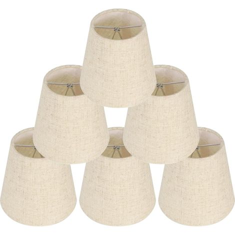 Abat-Jour Clip - Diamètre Inférieur 14 cm - Hauteur 13 cm - Compatible E14 - Pour Lampe de Table Applique Murale Lustre - Lin Métal PVC - Lot de 6 (1/5)