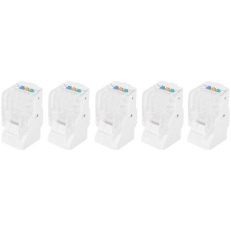 Lot de 5 connecteurs CAT3 RJ11, connecteurs téléphoniques modulaires, connecteur 6P4C AWG26 Convient pour les applications téléphoniques, fax, vocales dans les systèmes de câblage (1/4)