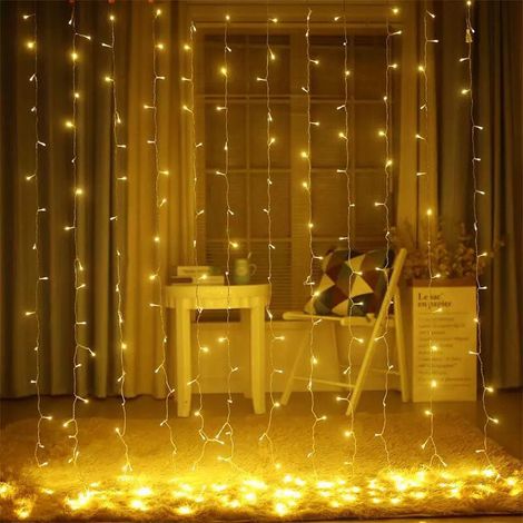 Functional LED string lights, 3 x 3 m, 300 LEDs, window string lights, fairy lights, icicle lights, wedding and Christmas light decorations (1/5)