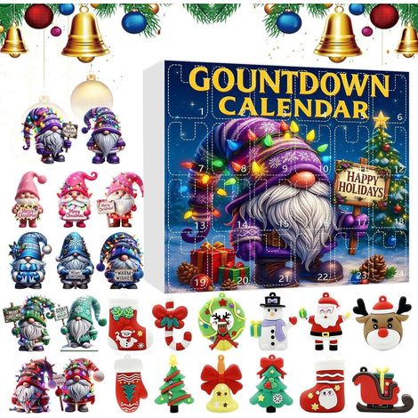 Calendrier de compte à rebours, calendrier de Noël de 24 jours Figurine de collection pour adultes et, activité familiale quotidienne, école, maison, salle de classe (1/5)