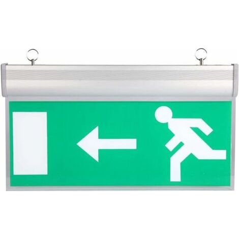 Panneau de sortie d'urgence à LED Voyant d'évacuation de sécurité en acrylique Source de lumière LED haute luminosité pour centres commerciaux/supermarchés/hôtels/hôpitaux/bibliothèque,110-220V(Gauche (1/5)