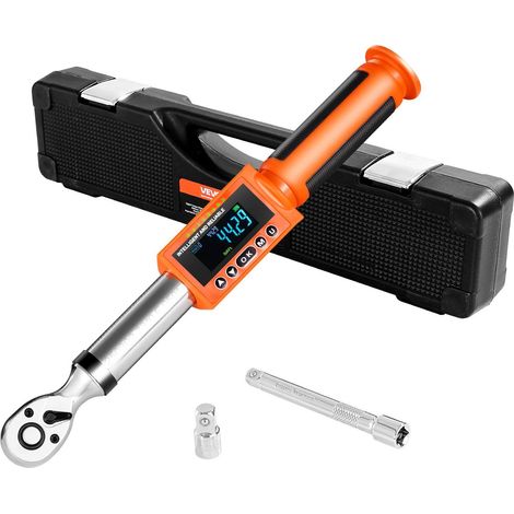 Clé dynamométrique numérique, entraînement 3/8 pouce, 0-99,57 lbf-ft / 0-135 Nm, 72 dents, précision de ±2 %, avec valeur préréglée, avertisseur sonore et LED, pour automobile et moto. (1/5)