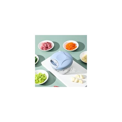 Procesador de alimentos manual para picar rápidamente verduras, cebollas, ajos, frutos secos, tomates y carne con cuchillas curvas. - Crezuo