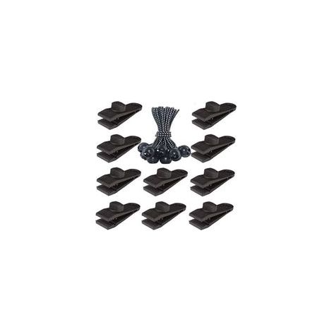 20pcs bâche tente clip, oeillet pince pour Camping tente accessoires piscine, bâche, auvent, tente de Gazebo, 10 clips + 10 boucles de corde Point blanc (1/3)