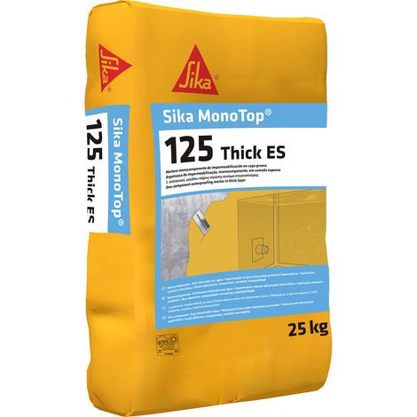 Sika MonoTop®-125 Thick ES - Mortero impermeabilizante de regularización en capa gruesa - 25 kg - Saco - Gris