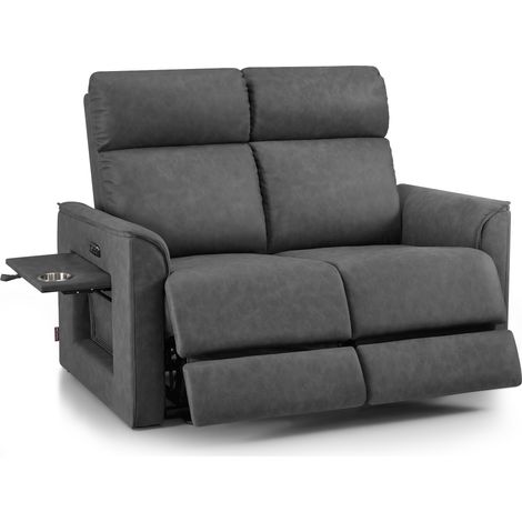M MCombo 2 Sitzer Fernsehsessel Elektrisch Verstellbar 155°Zero-Gravity-Kinosessel mit Verstecktem Beistelltisch, 2 Sitzer Sofa mit Schlaffunktion 35D Vollschaum-Sitzkissen 7719M1 (Dunkelgrau)