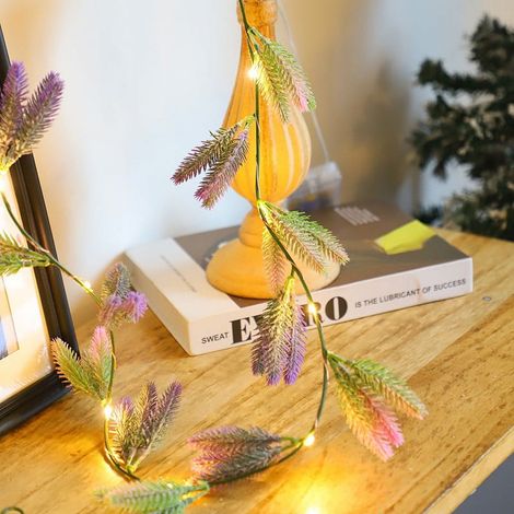 Guirlande Lumineuse - Fil de Cuivre - 20 Ampoules LED Violet - 2 m - Alimentation sur Piles - Décoration Intérieure et Extérieure - Guirlande (1/4)
