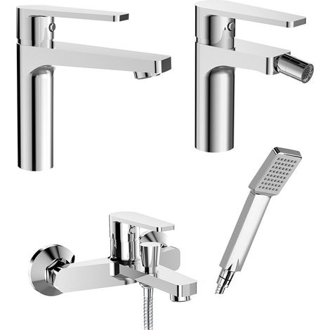Miscelatori bagno in set lavabo bidet e vasca con duplex cromati Recta (1/5)