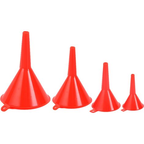 Entonnoir Cuisine - Lot de 4 Entonnoirs en Plastique Rouge - Pour Huile Liquides et Poudres - Dimensions Variées - Usage Cuisine Laboratoire Bricolage - 4 Pièces (1/4)