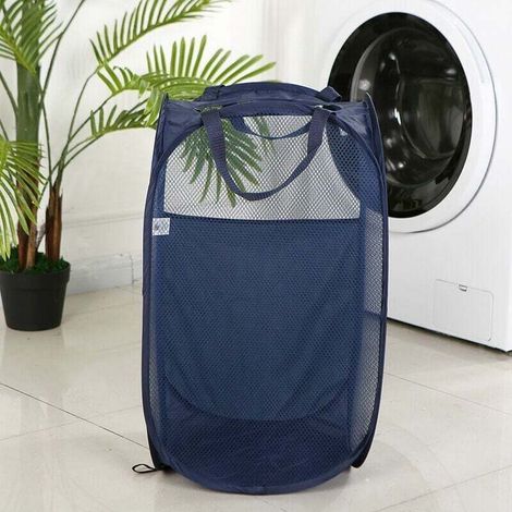 Grand Panier à Linge Panier à Linge Pliable Pliable Filet Panier à Linge Pliable Pop-Up Panier à Linge Pliable avec Poignée Panier Gain de Place Bleu Marine (1/4)
