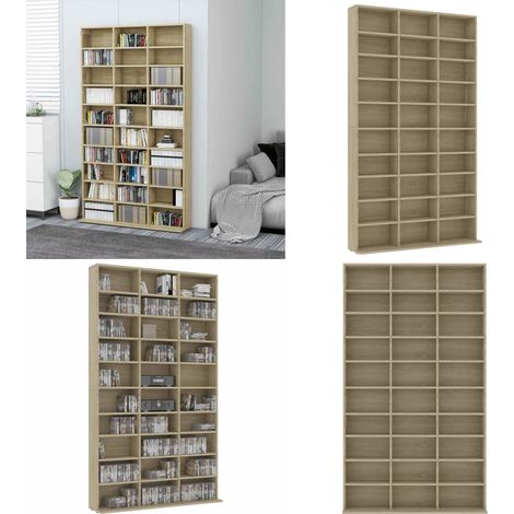 Armoire à CD Chêne sonoma 102x16x177,5 cm Bois d'ingénierie - Armoire À Cd - Bibliothèque - Meuble Rangement - Rangement Musique - Meuble Design - Home & Living (1/5)