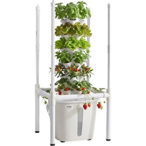 Kit de Cultivo Hidropónico, Sistema de Torre Hidropónica, 6 Niveles y 30 Agujeros, con Luces LED Control de APP Bomba de Agua y Depósito de 20 L, Plantador Interior para Hierbas Frutas Vegetales (1/5)