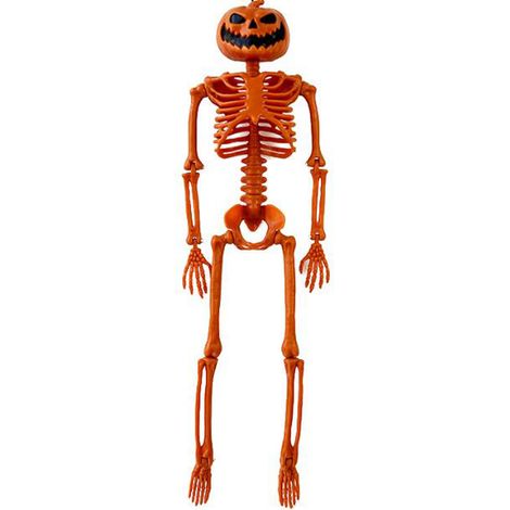 Squelette humain de 90 cm (35,4 pouces) en plastique réaliste, squelette de citrouille effrayant pour décoration (1/4)